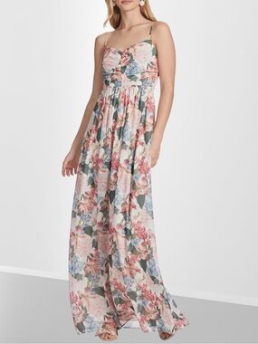 SACHIN & BABI Sienna Floral Adjustable Straps Chiffon Gown Women’s Size 8